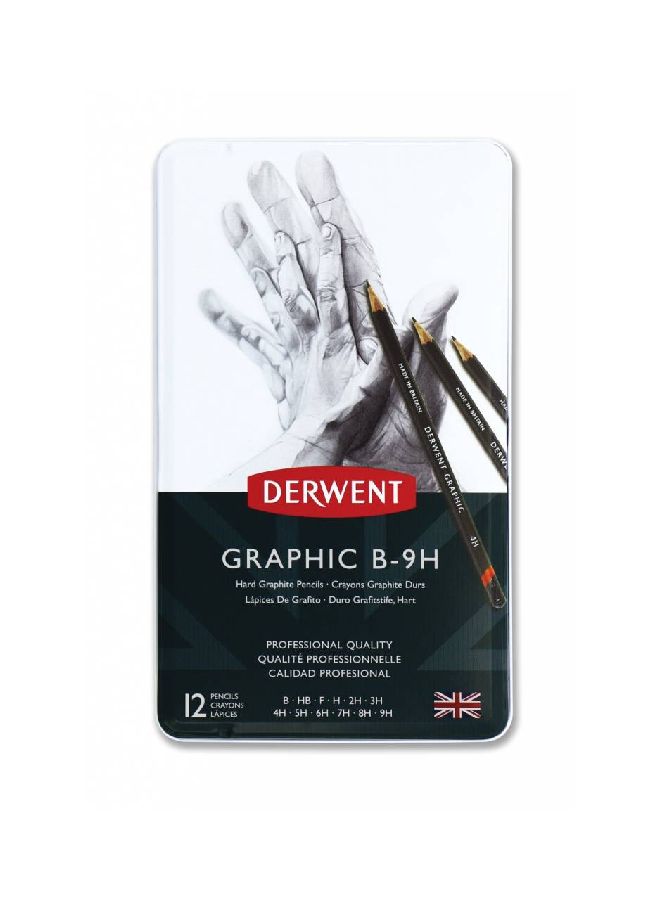 Derwent 12-Piece Graphic Pencil Set Black - Image 2