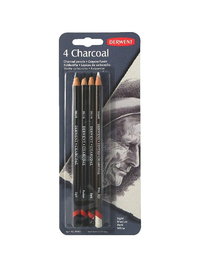 مجموعة أقلام فحمية من 4 قطع أسود