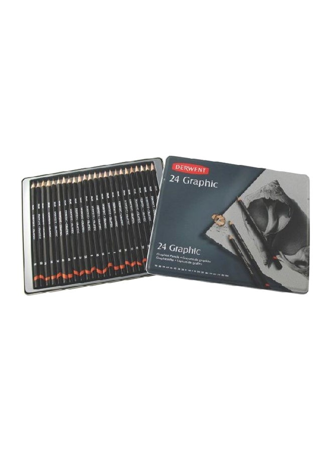 24-Piece Graphic Pencils Black/White