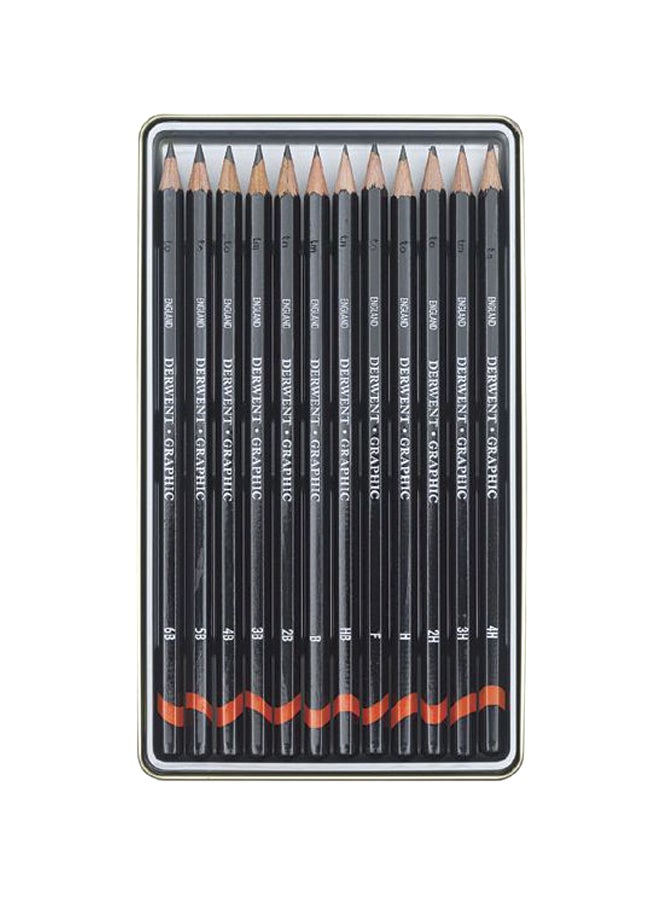 Derwent 12-Piece Graphic Pencil Set Black - Image 1