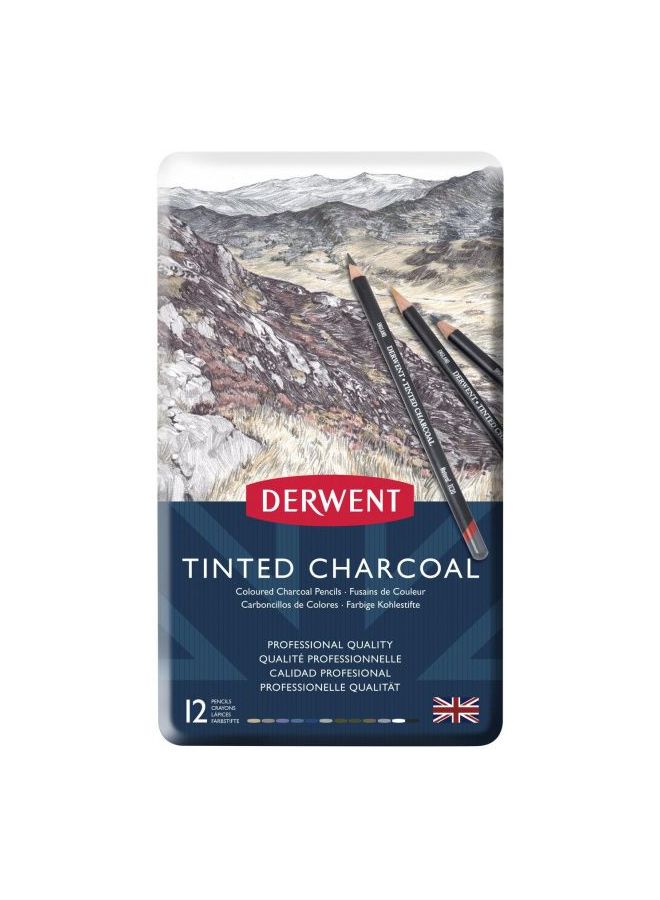 Derwent 12-Piece Charcoal Pencils Black - Image 2