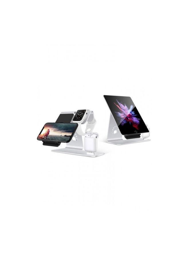MARGOUN Wireless Charging Stand For Apple Watch 42mm (1st Gen)/iPhone XS/AirPods Silver - Image 2