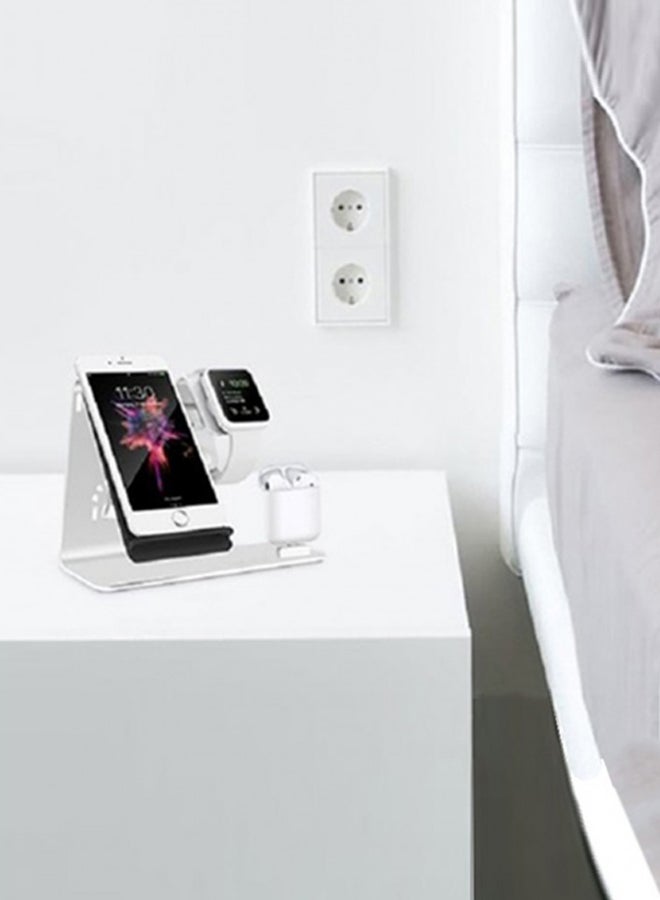 MARGOUN 3-In-1 Wireless Charging Stand For Apple Watch Series 2 38mm/Apple iPhone XS/Apple AirPods Silver - Image 3
