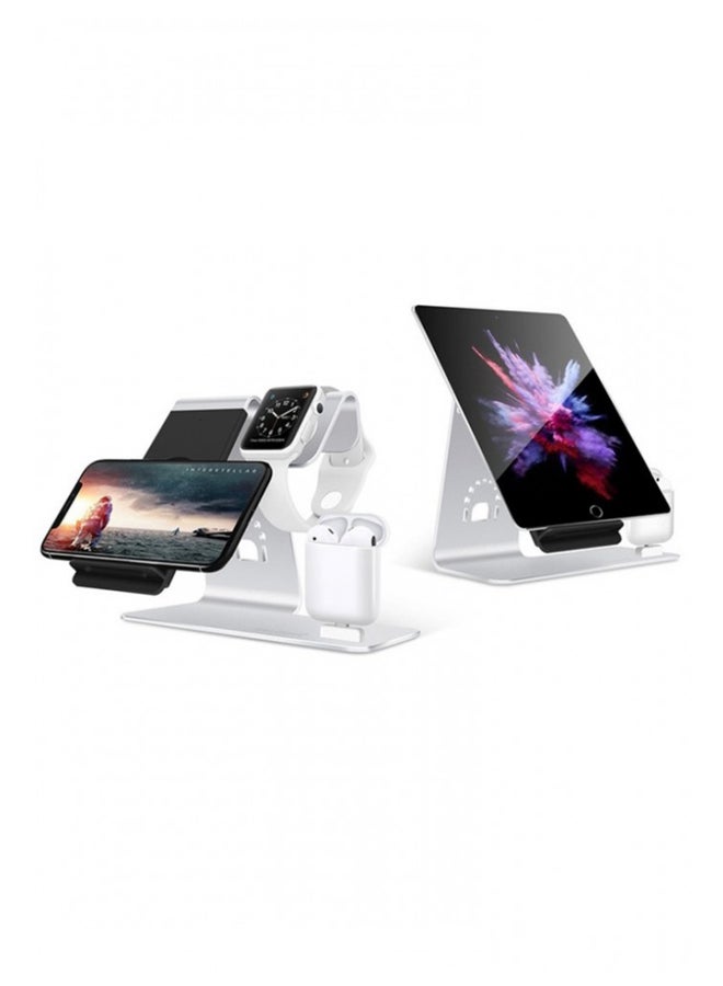 MARGOUN - 3-In-1 Wireless Charging Stand For Apple Watch Edition Series 2 38mm/Apple iPhone XS Max/Apple AirPods Silver - Image 1