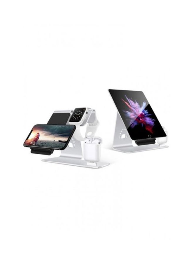 MARGOUN 3-In-1 Wireless Charging Stand For Apple Watch Edition Series 3/Apple iPhone 8/Apple AirPods Silver - Image 2