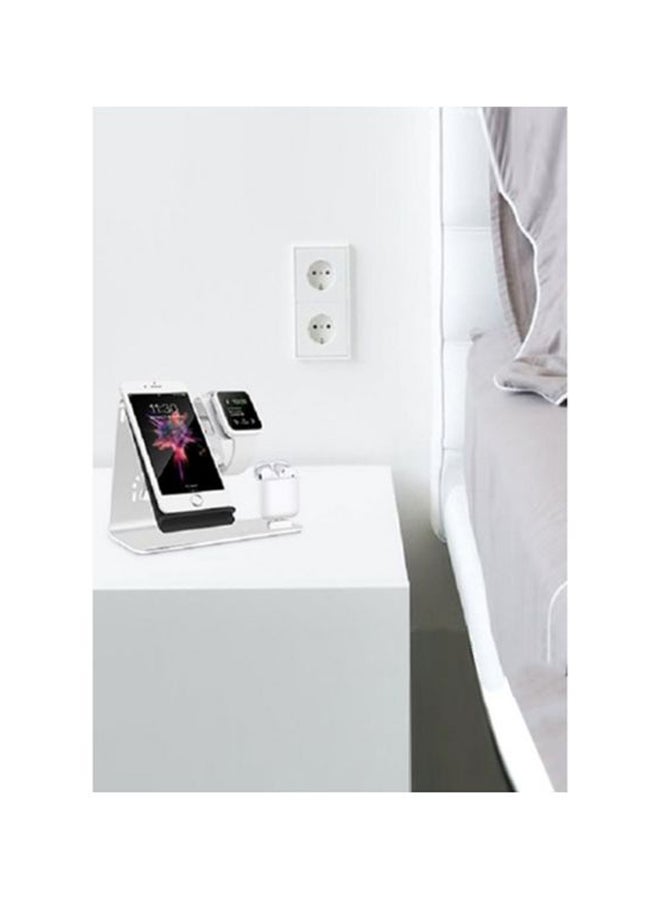MARGOUN 3-In-1 Wireless Charging Stand For Apple Watch Edition Series 3/Apple iPhone 8/Apple AirPods Silver - Image 3