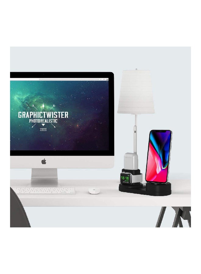 MARGOUN 4-In-1 Wireless Charger Charging Stand Dock Station For Apple Watch Series 3 Aluminum/Apple iPhone XS Max/Apple AirPods Black - Image 3