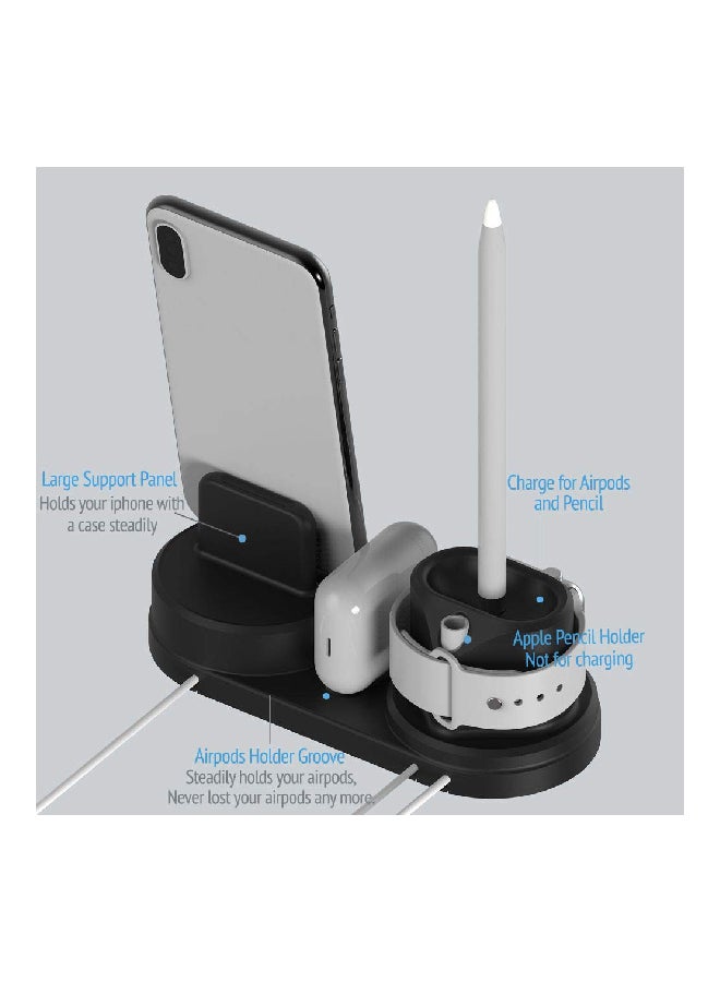 MARGOUN 4-In-1 Wireless Charger Charging Stand Dock Station For Apple Watch Series 3 Aluminum/Apple iPhone XS Max/Apple AirPods Black - Image 4