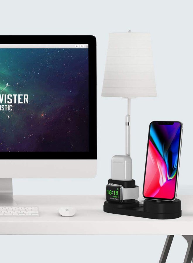 MARGOUN - 4-In-1 Wireless Charging Dock Station For Apple Watch Series 4/Apple iPhone XS Max/Apple AirPods Black - Image 1