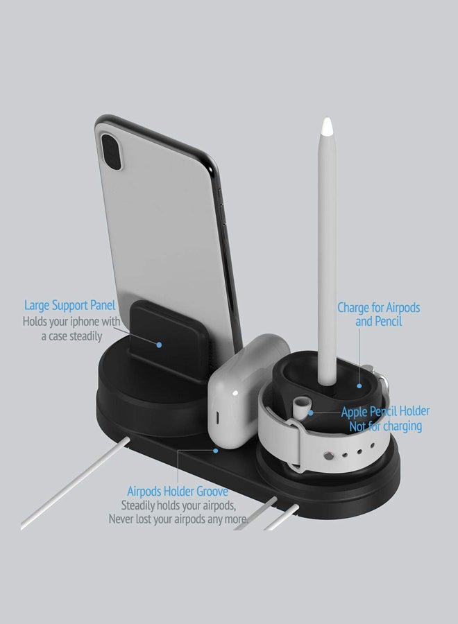 MARGOUN - 4-In-1 Wireless Charging Dock Station For Apple Watch Series 4/Apple iPhone XS Max/Apple AirPods Black - Image 1