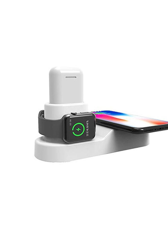 MARGOUN 4-in-1 Wireless Charging Dock Station For Apple Watch Series 2/iPhone X/AirPods White - Image 1