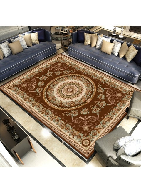 Printed Floor Carpet Polypropylene Brown/Green 200x140cm