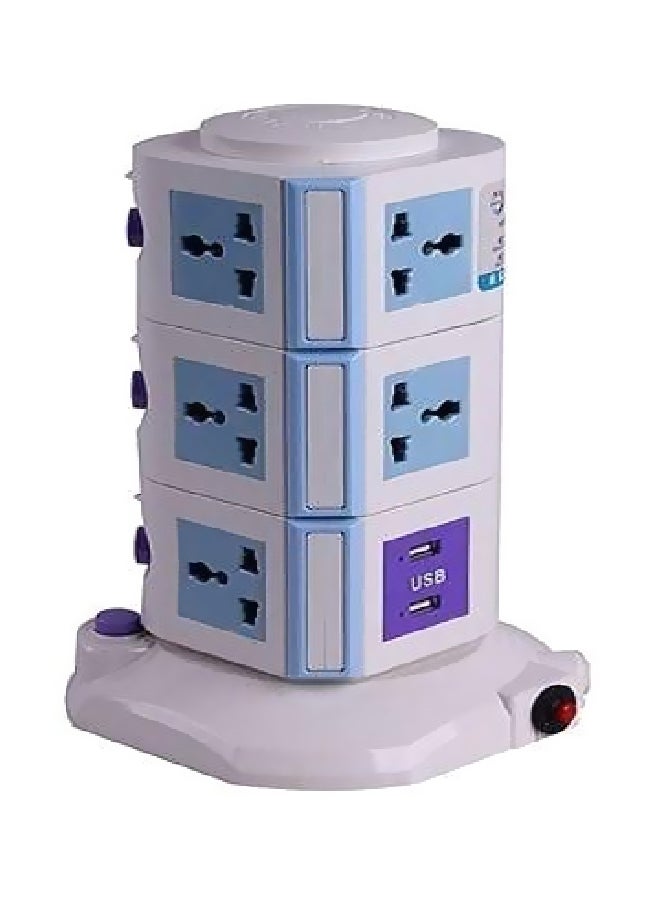 Generic Multi-Function Power Socket Adapter White/Blue/Purple 