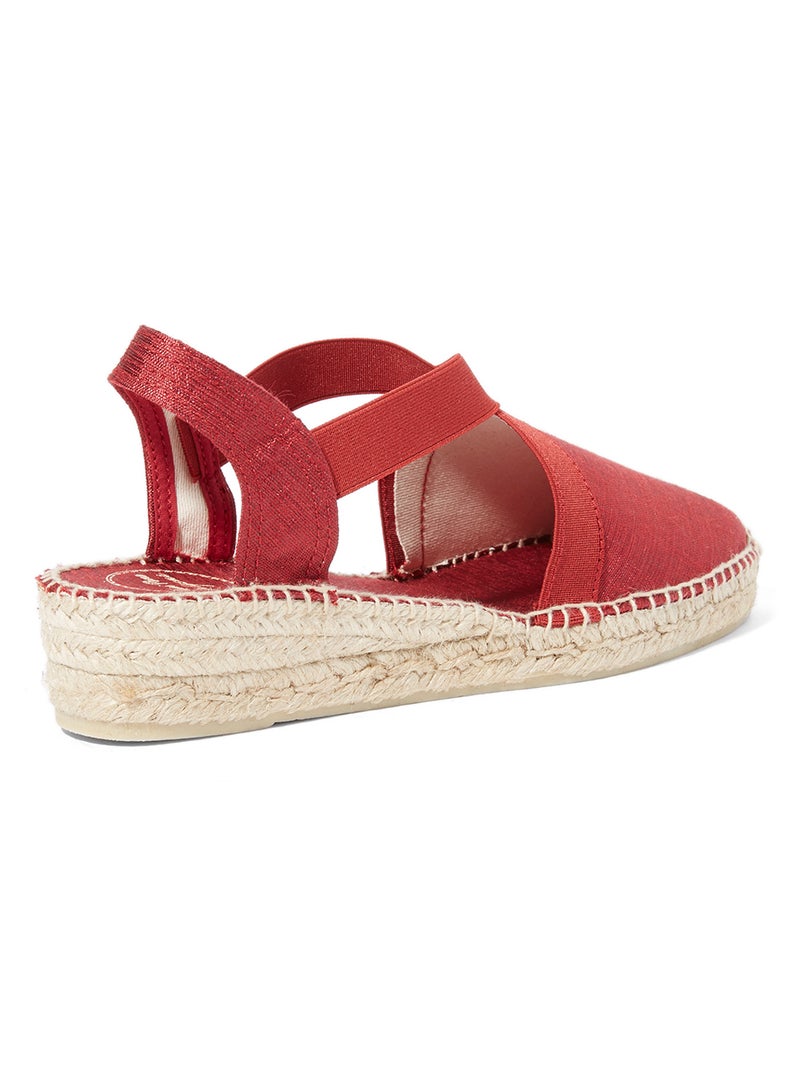 Toni Pons - Vic Metallic Elastic Strap Wedge Espadrille Red - Image 1
