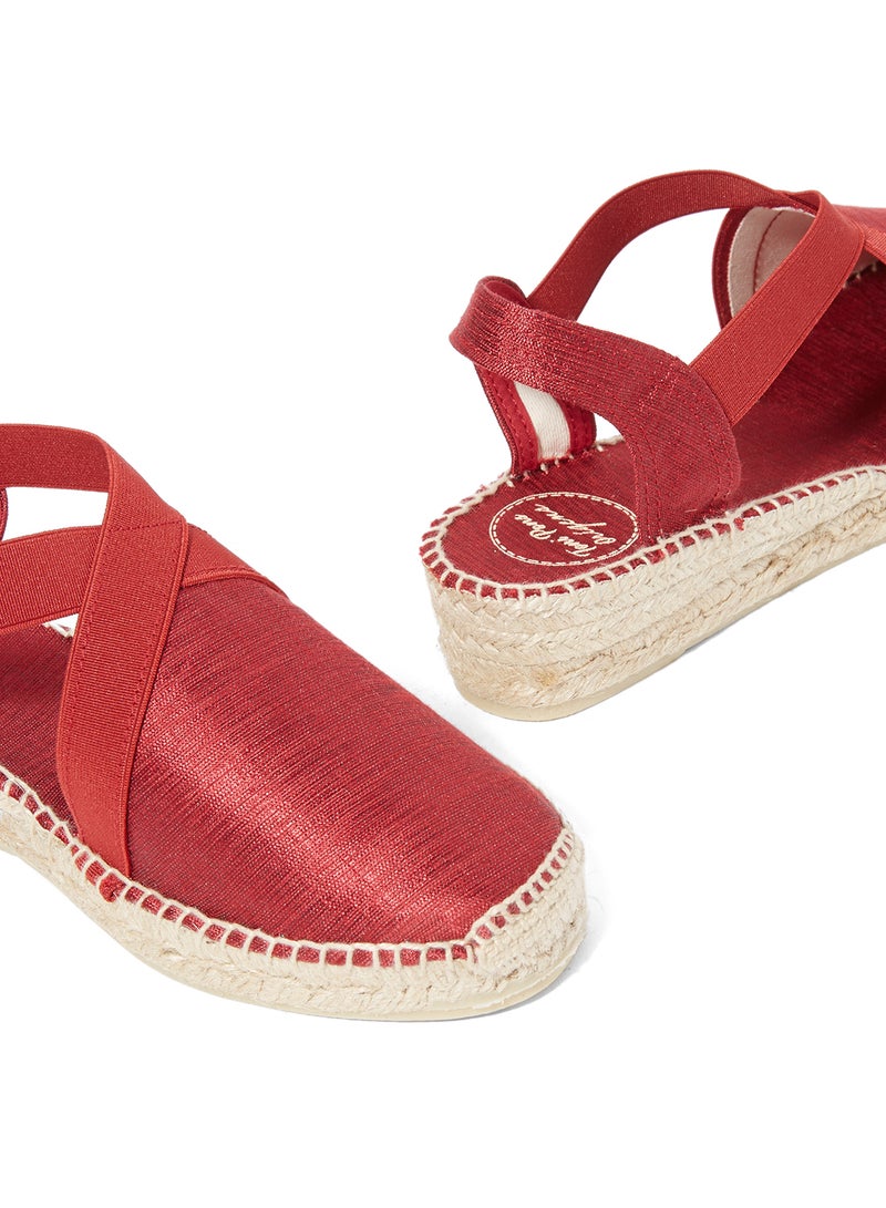 Toni Pons - Vic Metallic Elastic Strap Wedge Espadrille Red - Image 1