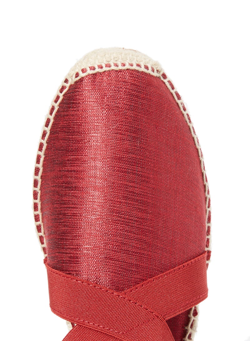 Toni Pons - Vic Metallic Elastic Strap Wedge Espadrille Red - Image 1