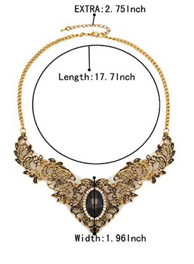 BriLove Brass  Crystal Vintage Inspired Crystal Floral Scroll Statement Bib Necklace - Image 3