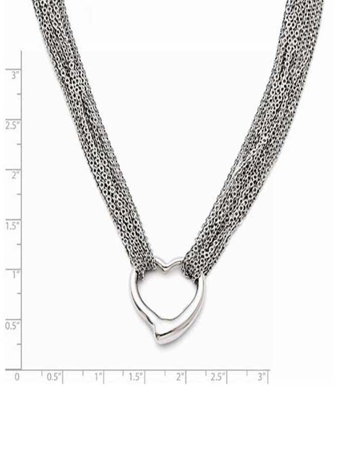 FB Jewels Stainless Steel  Multi Strand Polished Heart Toggle Pendant Necklace - Image 2