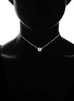 Hoops & Loops Sterling Silver Zircon Solitaire Tiny Pendant Necklace  - Image 4