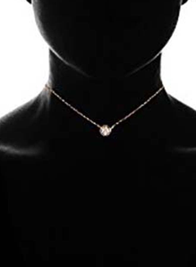 Hoops & Loops - Sterling Silver  Zircon Solitaire Tiny Pendant Necklace - Image 1