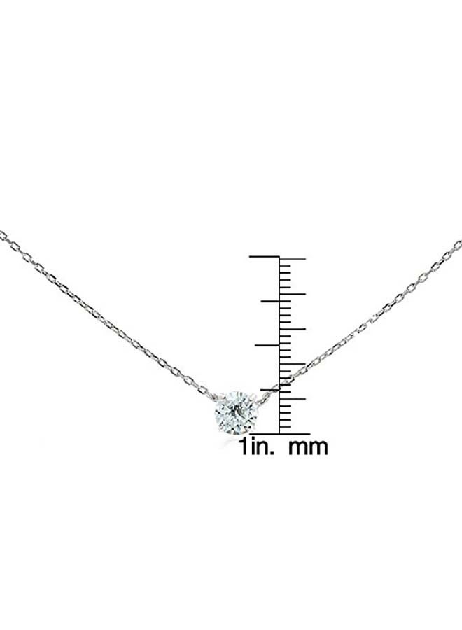 Hoops & Loops Sterling Silver Zircon Solitaire Tiny Pendant Necklace - Image 3