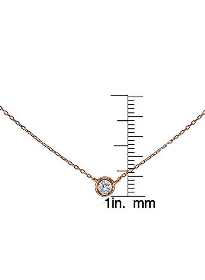 Hoops & Loops - Sterling Silver  Zircon Solitaire Tiny Pendant Necklace - Image 1