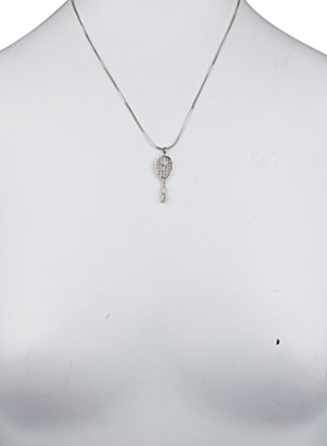 Lux Accessories - Brass Tennis Racket Pendant Necklace - Image 1