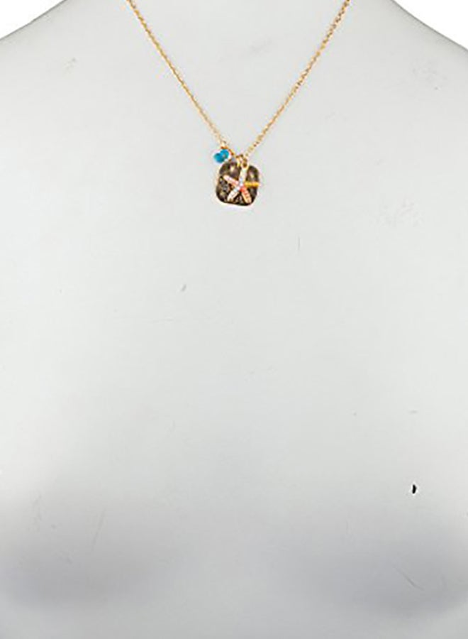 Lux Accessories - Brass  Dreaming Of The Sea Starfish Beaded Pendant Necklace - Image 1