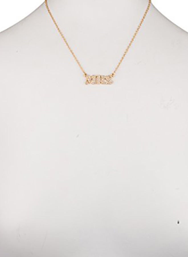 Lux Accessories - Brass  MRS Pave Pendant Necklace - Image 1
