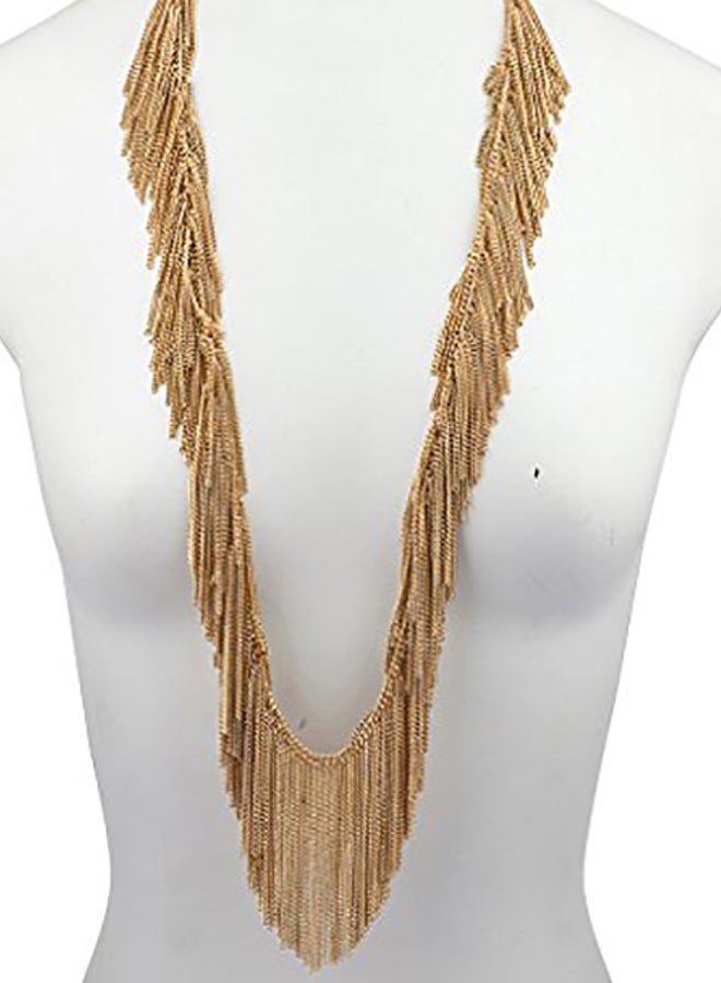 Lux Accessories Brass Long Bib Necklace  - Image 2