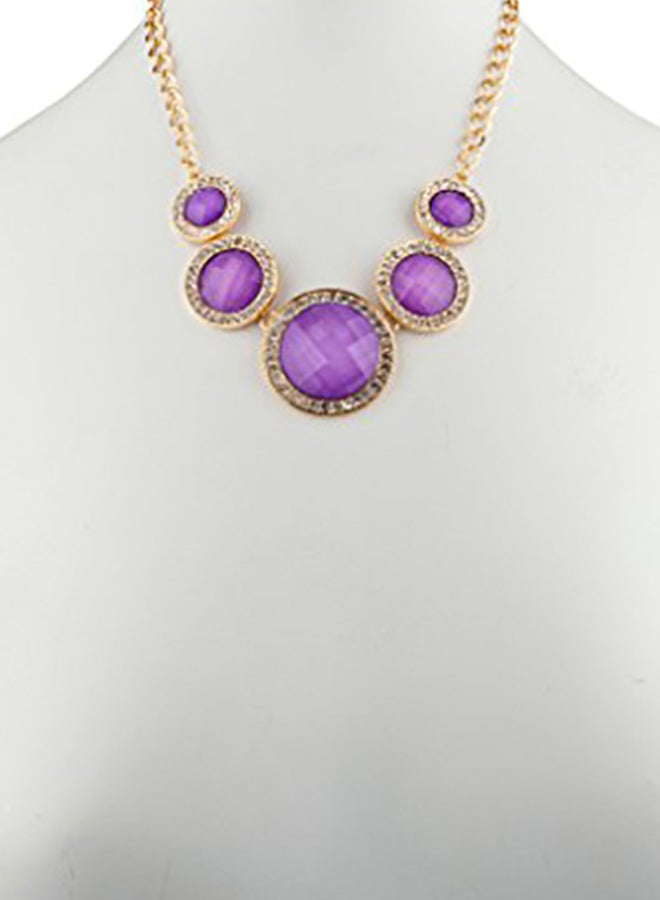 Lux Accessories Brass  Pearl Stone Bib Necklace  - Image 2