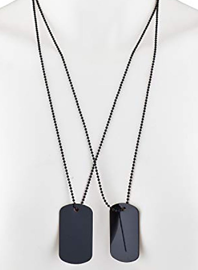 Lux Accessories - Brass  Couple Name Plate Tag Pendant Necklace - Image 1