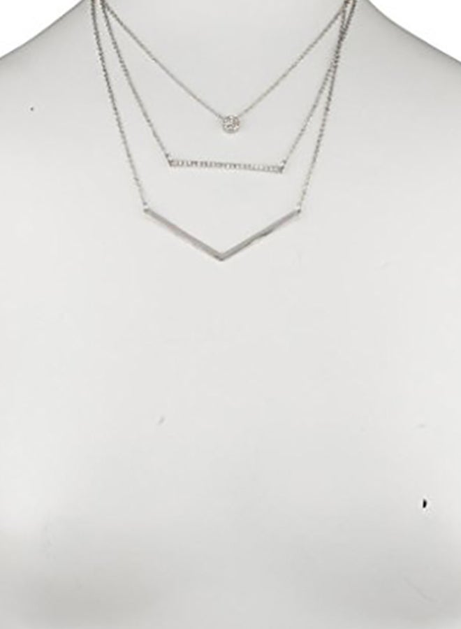 Lux Accessories - Brass  Pave Bar Pendant Necklace - Image 1