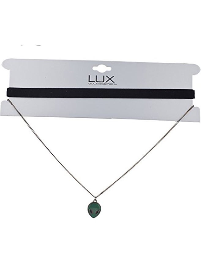 Lux Accessories Brass  Alien Head Charm Choker Necklace  - Image 3