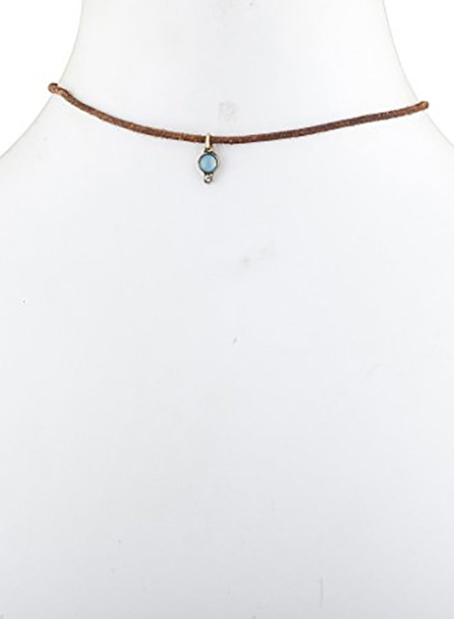 Lux Accessories Brass  Turquoise Flower Cactus Set Choker Necklace  - Image 2
