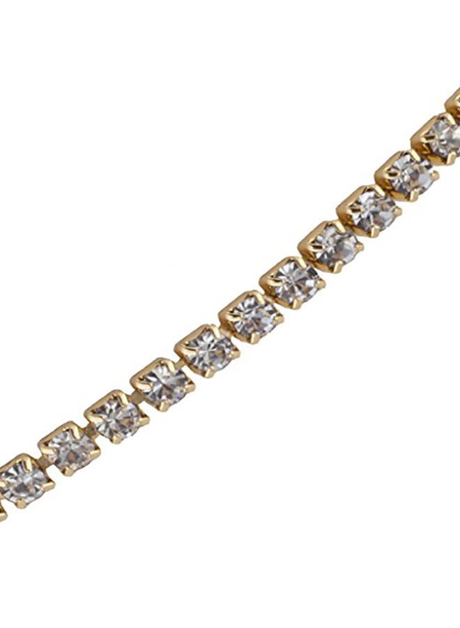 Lux Accessories - Brass  Crystal Cupchain Choker Necklace - Image 1