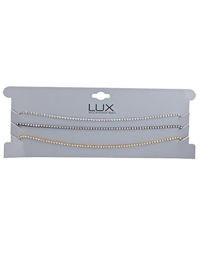 Lux Accessories - Brass  Crystal Cupchain Choker Necklace - Image 1