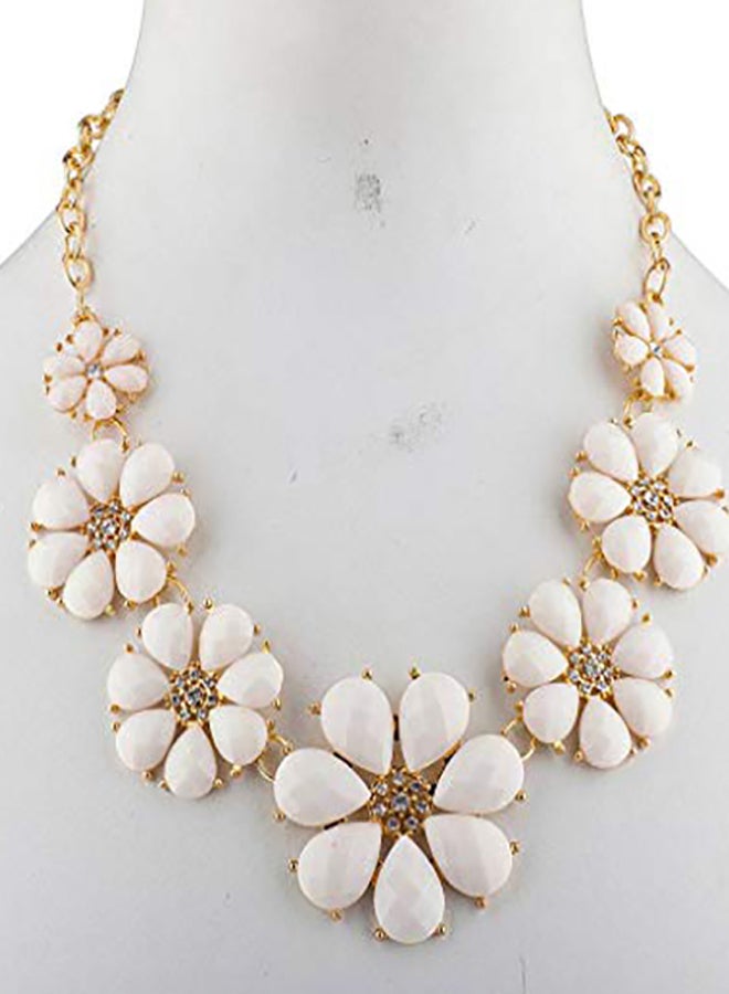 Lux Accessories - Brass  Flower Fashion Bib Necklace - Image 1