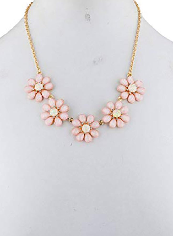 Lux Accessories Brass  R Flower Statement Bib Necklace  - Image 2