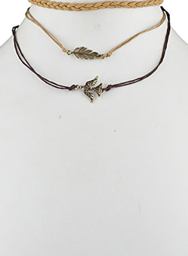 Brass  Leaf Charm Collar Choker Necklace - v1552221251/N21643749A_2