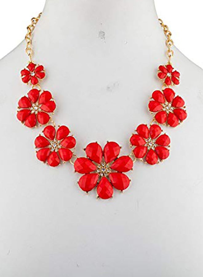 Lux Accessories Brass  Flower Statement Bib Necklace - Image 2