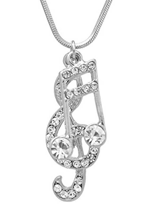 SpinningDaisy - Brass  Crystal Music Notes Pendant Necklace - Image 1