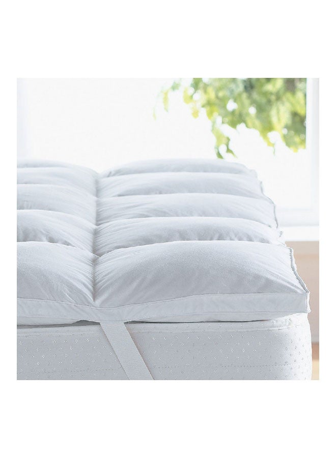 REGAL IN HOUSE Two Layers Microfiber Mattress Topper 10 cm With Silicone Filling and Rubber Corners Edges Microfiber White  - Image 2