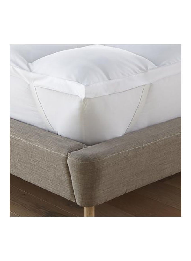 REGAL IN HOUSE Two Layers Microfiber Mattress Topper 10 cm With Silicone Filling and Rubber Corners Edges Microfiber White  - Image 3