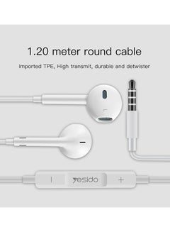 Yesido In-Ear Wired Earphones White  - Image 3