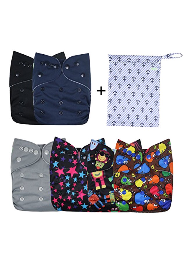 Wegreeco Washable Reusable Baby Cloth Pocket Diapers 6 Pack + 6 Bamboo Inserts (With 1 Wet Bag