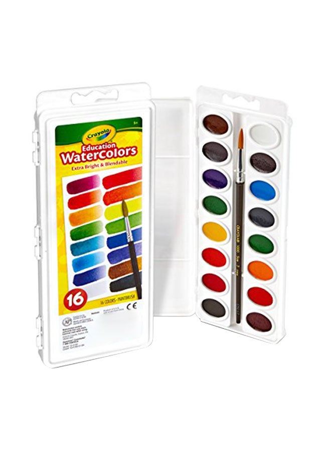 كرايولا ألوان مائية شبه رطبة بيضاوية الشكل مع فرشاة من 16 قطعة متعدد الألوان - Image 3