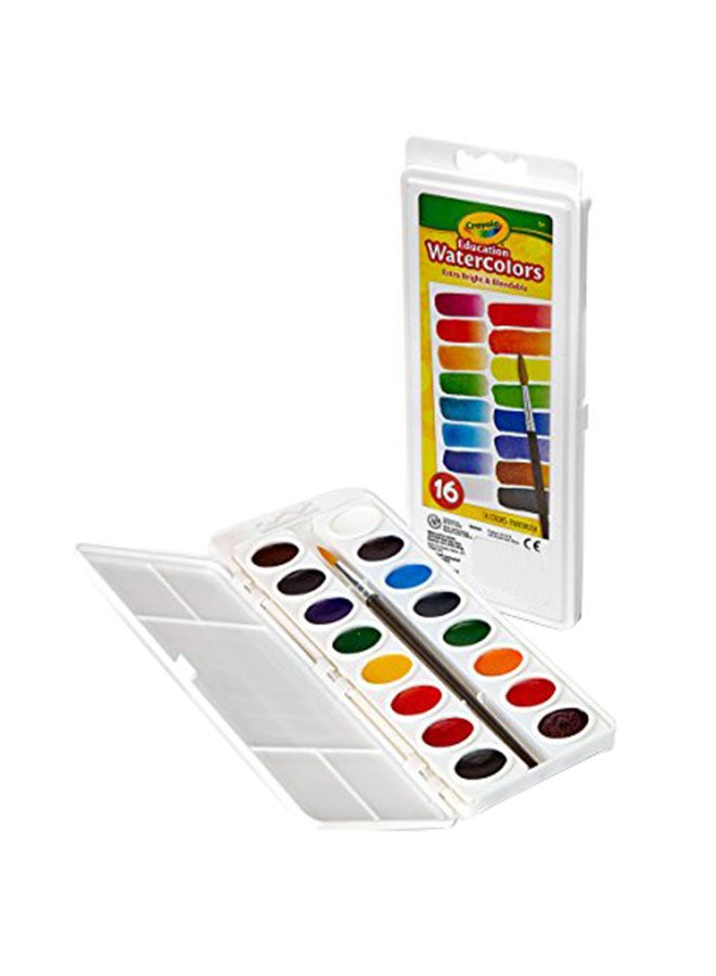 كرايولا ألوان مائية شبه رطبة بيضاوية الشكل مع فرشاة من 16 قطعة متعدد الألوان - Image 1