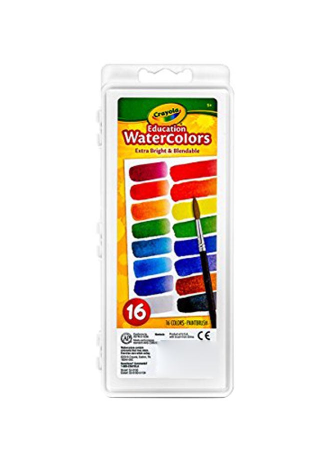 كرايولا ألوان مائية شبه رطبة بيضاوية الشكل مع فرشاة من 16 قطعة متعدد الألوان - Image 2