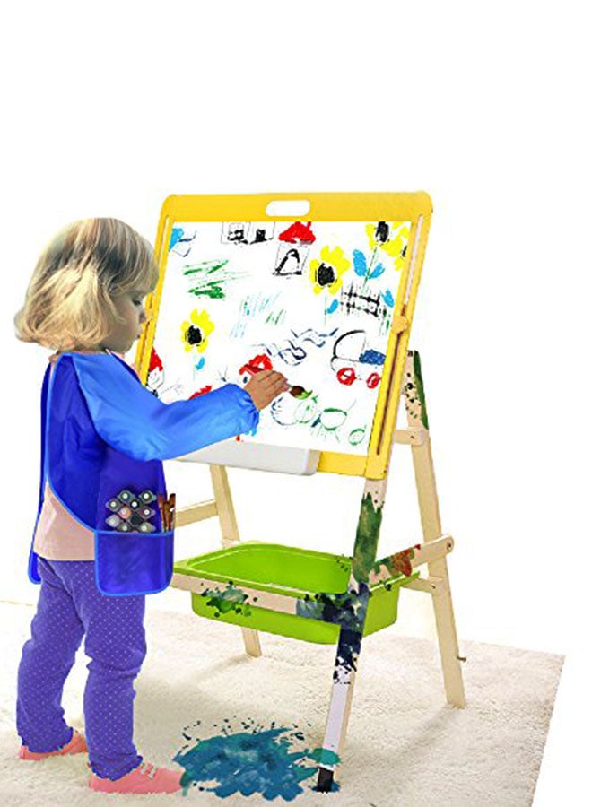 كوكا مريلة بتطريز سموك مقاومة للماء يرتديها الأطفال عند القيام بالأعمال الفنية أزرق - Image 4